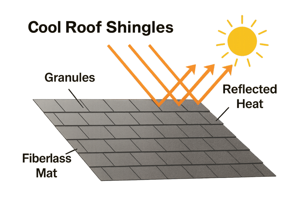 Cool roof shingles